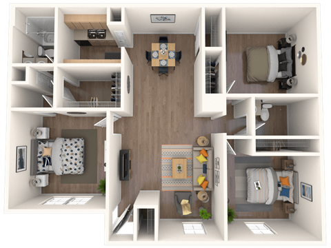 Whitney Manor Apartments in Gretna, LA photo of three bedroom floorplan